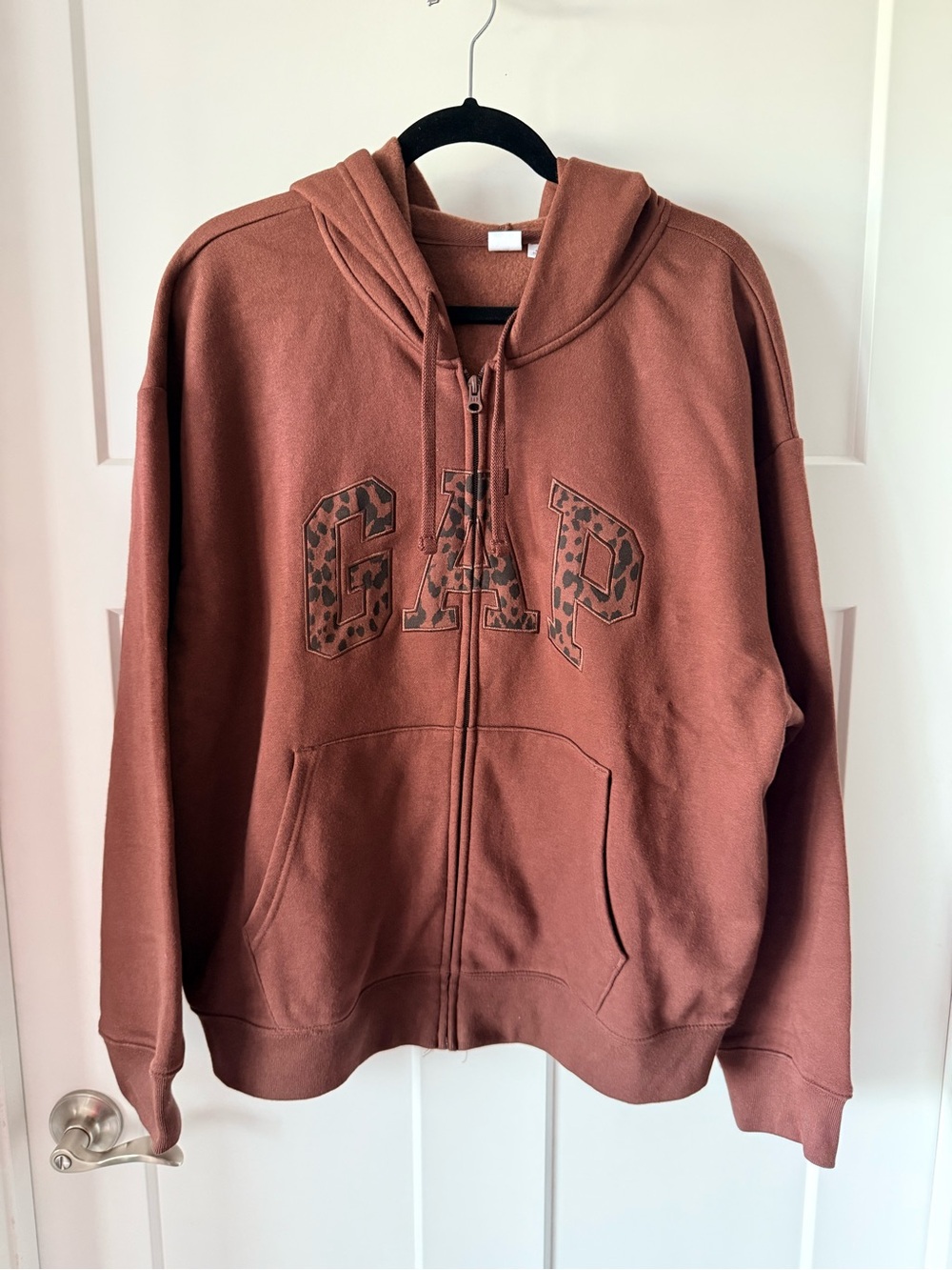 GAP Zip Hoodie Jacket in Brown with Animal Print NWOT Size XL